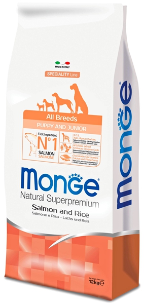 Foto Monge Speciality Line - All Breeds Puppy & Junior con Salmone e Riso da 12 Kg