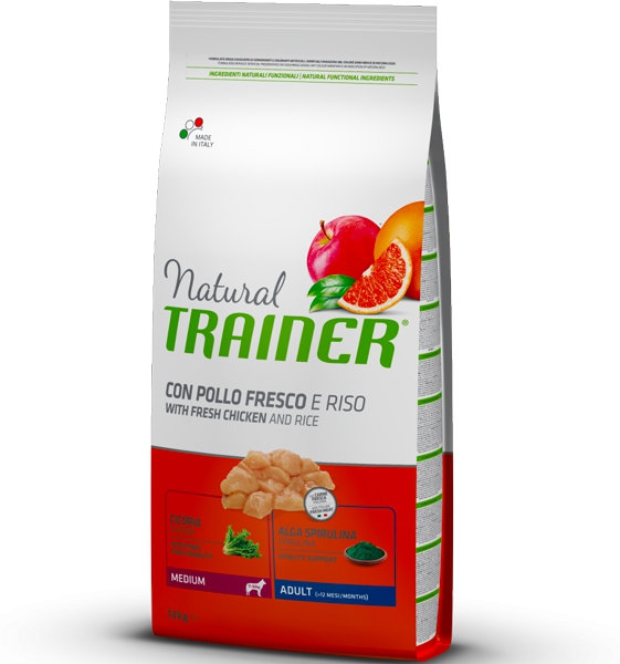 Foto Natural Trainer - Adult Medium con Pollo, Riso, Cicoria e Alga Spirulina da 3 Kg
