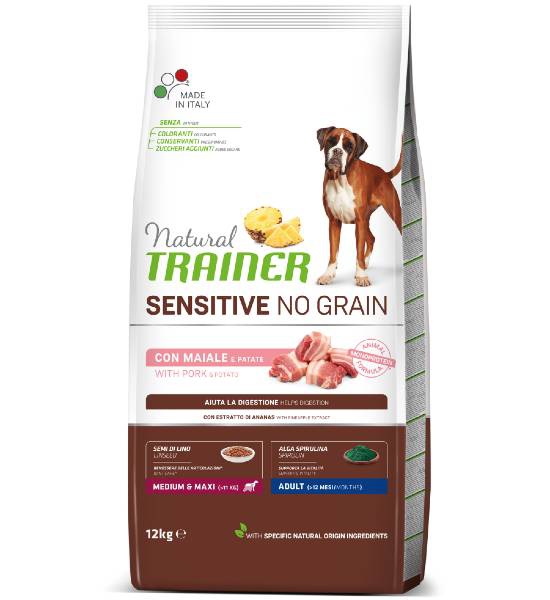 Foto Natural Trainer - Sensitive No Grain Adult Medium/Maxi con Maiale e Patate da 12 Kg