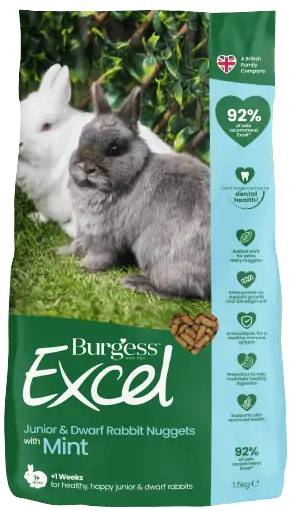 Foto Burgess Excel - Coniglio Nano Junior con Pepite alla Menta da 1,5 Kg