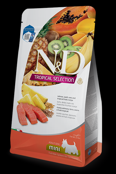 Foto Farmina N&D Tropical Selection - Adult Mini al Salmone, Farro, Avena e Frutti Tropicali da 5 Kg